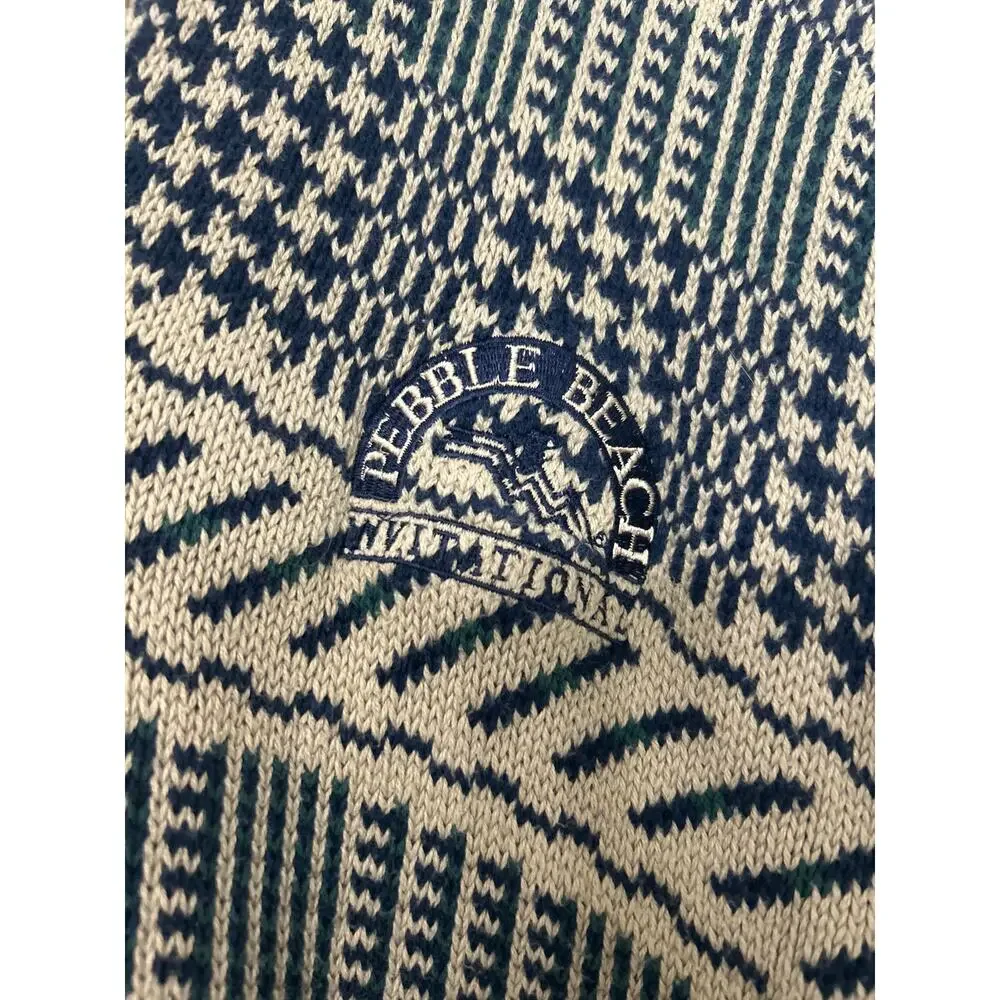 Vintage La Mode Pebble Beach Intarsia Sweater XL 90s Golf Coastal Grandpa Cotton